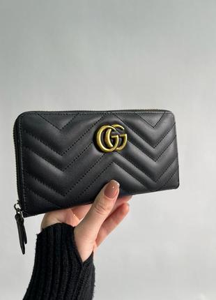 Гаманець gucci gg marmont zip-around long wallet black matelasse