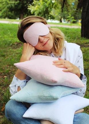Плюшевая маска для сна киев, повязка на глаза львов, маска для сну, розовая маска1 фото
