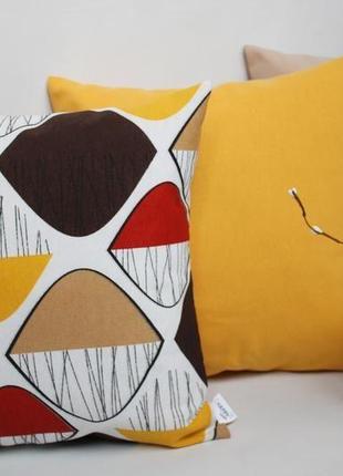 Декоративна подушка геометрія, сіра подушка, декоративна подушка чорно-біла київ, подушка жовта6 фото