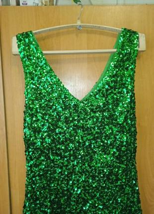 Крутое зеленое платье с пайетками3 фото