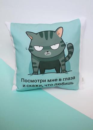 Подушка коты, декоративная подушка - кот, белая подушка киев, декоративная подушка котики4 фото