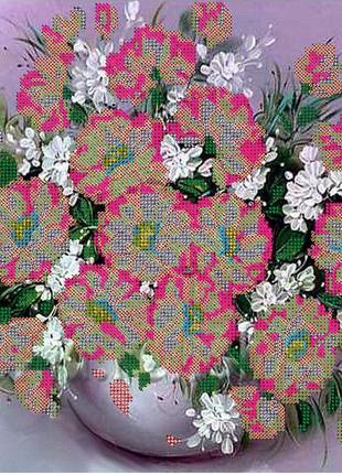 Схема для вышивания бисером магия бисера м-022-3 "весенние цветы " размер 30*40 см