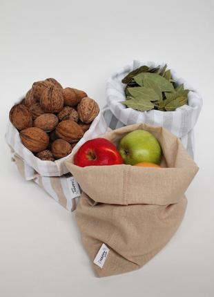 Многоразовые мешочки для круп и орехов - 3шт, экомешочки киев, мешочки для фруктов и овощей1 фото