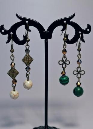 Сережки з натурального каменю