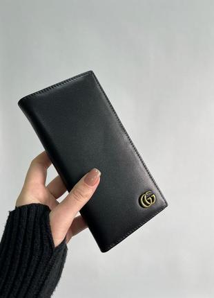 Гаманець gucci marmont g black leather bifold long wallet purse