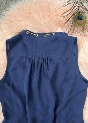Красивая классическая шелковая блуза michael kors, темно-синего цвета4 фото