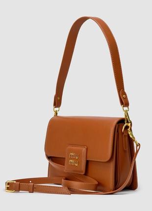 Жіноча сумка miumiu shoulder leather bag brown7 фото