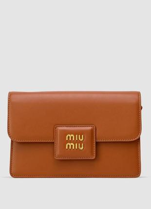 Жіноча сумка miumiu shoulder leather bag brown9 фото