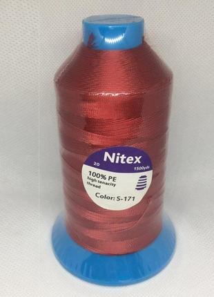 Нить повышенной прочности 100% ре c 20 цв s-171 (боб 1500ярдов) nitex (велл-206)1 фото