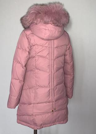 Куртка зимняя розовая для девочки натуральный мех2 фото