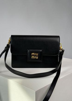 Женская сумка miumiu shoulder leather bag black2 фото