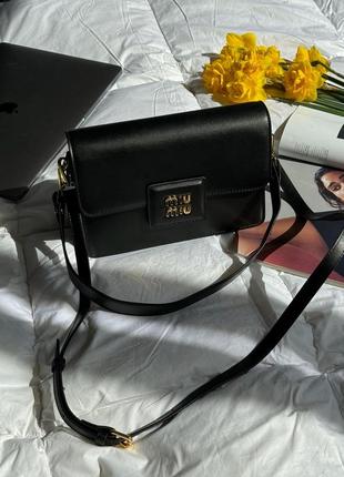 Женская сумка miumiu shoulder leather bag black4 фото