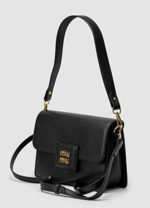 Женская сумка miumiu shoulder leather bag black8 фото