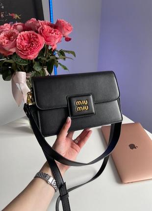 Женская сумка miumiu shoulder leather bag black3 фото