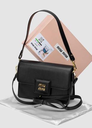 Женская сумка miumiu shoulder leather bag black9 фото