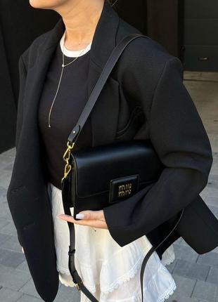 Женская сумка miumiu shoulder leather bag black5 фото