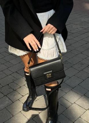 Женская сумка miumiu shoulder leather bag black6 фото