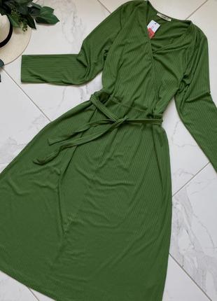 Сукня міді в рубчик1 фото