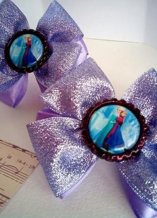 Фиолетовые банты. сияющие прекрасные банты с изображением сестер из мультфильма цена за пару!2 фото