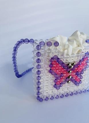 Прозрачная сумка с бабочкой. подарок к празднику. подарок подруге. детская сумка. сумка с бусин8 фото