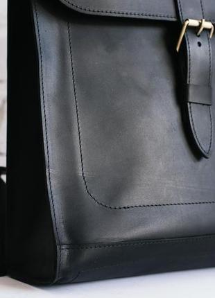 Кожаный рюкзак minimal backpack (черный)5 фото