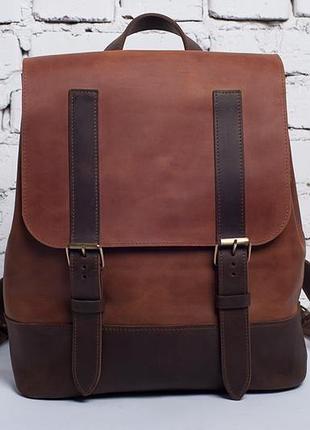 Мужской кожаный рюкзак street backpack (коричневый)