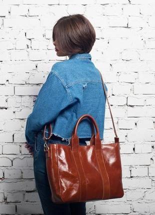 Женская сумка-шопер meggie рыжего цвета5 фото
