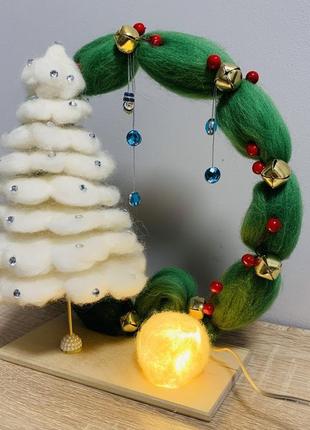 Новорічна іграшка під ялинку з ліхтариком , різдвяна композиція , оригінальний подарунок