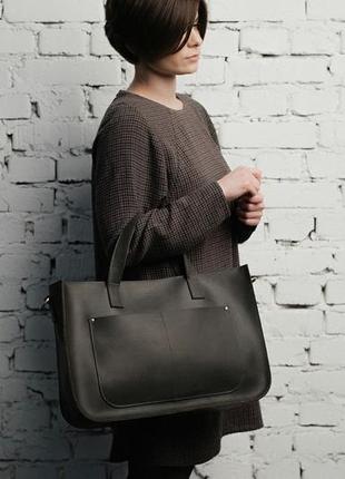 Женская сумка-шоппер hola серого цвета7 фото