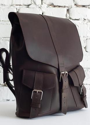 Кожаный женский/мужской рюкзак marvel (коричневый)2 фото