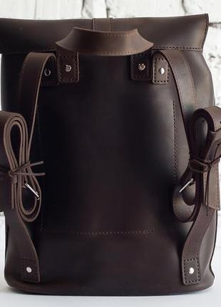 Шкіряний жіночий/чоловічий рюкзак marvel (коричневий)5 фото