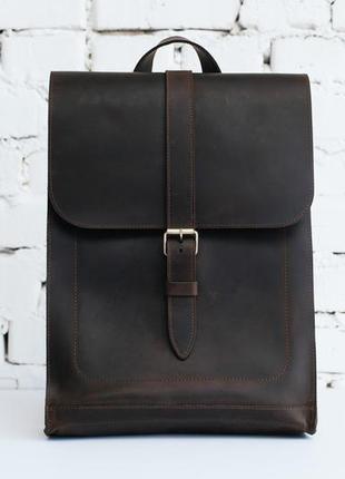 Шкіряний рюкзак унісекс minimal ultra коричневого кольору1 фото