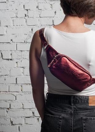 Жіноча поясна сумка pocket bag з натуральної шкіри10 фото