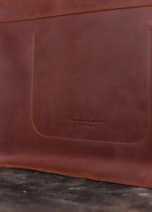 Мужская кожаная сумка-портфель рыжего цвета4 фото