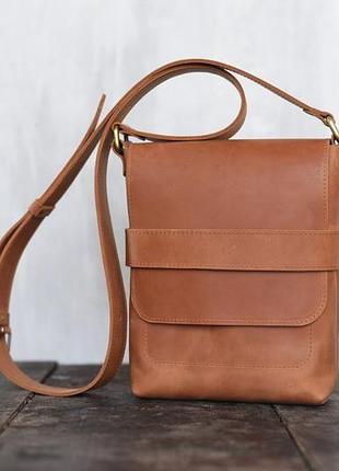 Мужская сумка casual bag через плечо из винтажной кожи1 фото