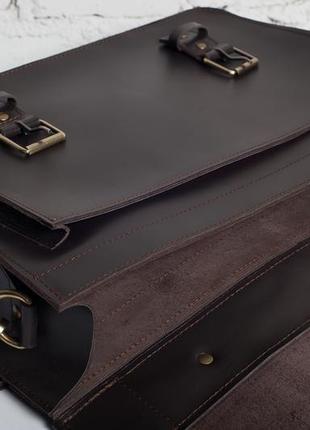 Чоловіча шкіряна сумка-портфель коричневого кольору6 фото
