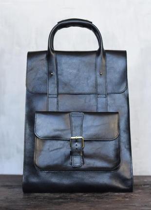 Жіноча сумка-рюкзак з глянсової шкіри1 фото