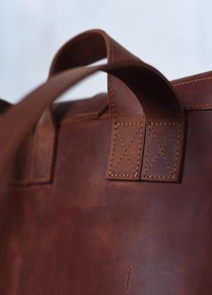 Шкіряний рюкзак minimal backpack рудого кольору5 фото
