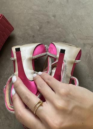Розовые атласные туфли с бантиками из страз в стиле mach&amp;mach4 фото