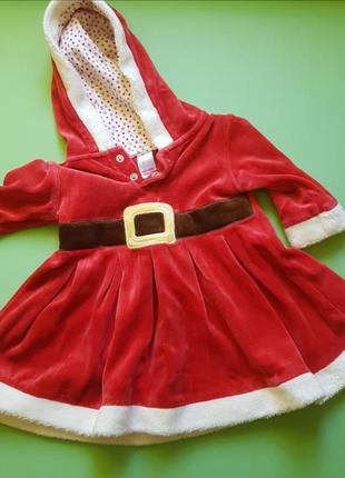 Новогоднее платье с капюшоном для девочки до 5 месяцев