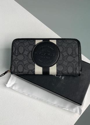 Женский кошелек coach dempsey large wallet in signature jacquard black2 фото