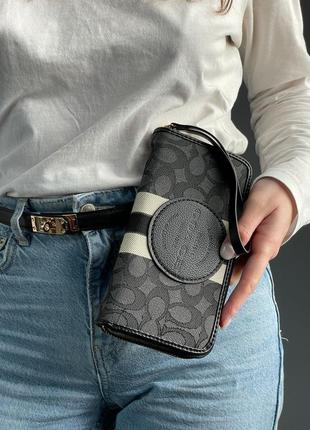 Женский кошелек coach dempsey large wallet in signature jacquard black5 фото