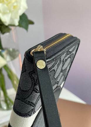 Женский кошелек coach dempsey large wallet in signature jacquard black7 фото