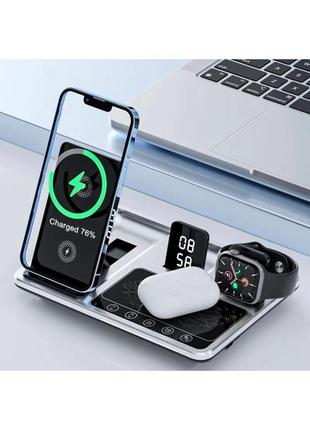 Беспроводная быстрая зарядка 4в1 30w iphone.watch,airpods