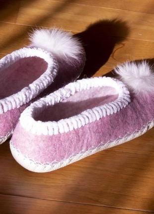 Войлочные тапки " зайки 2"2 фото