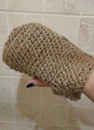 Мочалка-варежка для тела из джута ручная работа