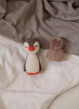 Пингвины из шерсти, реквизит новорожденных, игрушка пингвин4 фото