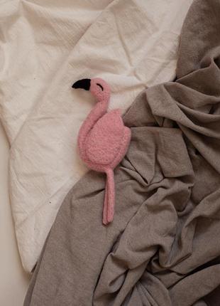 Игрушка фламинго из шерсти, фотореквизит новорожденных2 фото