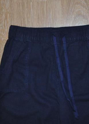 Синие свободные широкие льняные брюки next3 фото