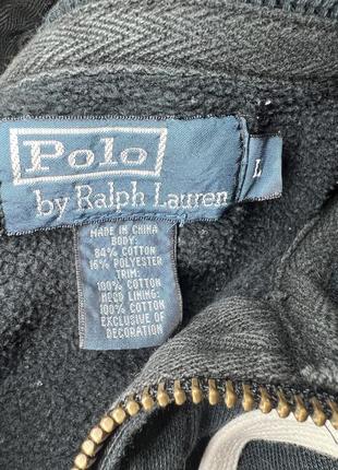 Черный хлопковый зип худи балахон кофта на молнии polo ralph lauren size l7 фото